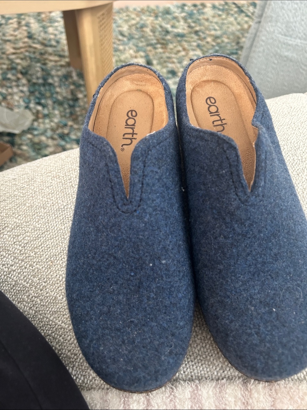 Earth Blue Felt Slip-On Clog Mules for woman - Picture 1 of 1